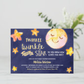 Twinkle Little Star Celestial Baby shower Kaart (Staand voorkant)