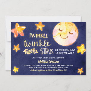 Twinkle Little Star Celestial Baby shower Kaart