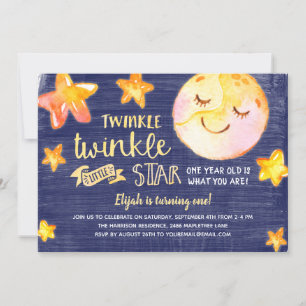 Twinkle Little Star Celestial Kids Birthday Party Kaart