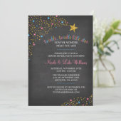 Twinkle Little Star Chalkboard Gender Rekalpartij Kaart (Staand voorkant)