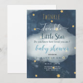 Twinkle Little Star & Cloud Baby shower Invitation (Voorkant / Achterkant)