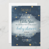 Twinkle Little Star & Cloud Baby shower Invitation (Voorkant / Achterkant)