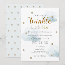 Twinkle Little Star & Cloud Baby shower Invitation Kaart