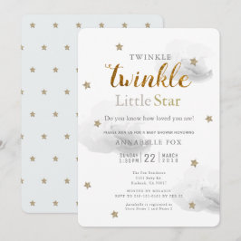 Twinkle Little Star & Cloud Baby shower Invitation Kaart