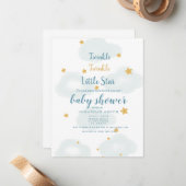 Twinkle Little Star & Cloud Baby shower Invitation Notitiekaartje (Voorkant / Achterkant in situ)