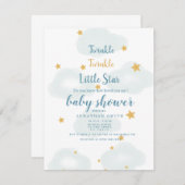 Twinkle Little Star & Cloud Baby shower Invitation Notitiekaartje (Voorkant / Achterkant)