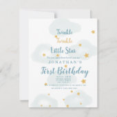 Twinkle Little Star & Cloud Baby shower Invitation Notitiekaartje (Voorkant)
