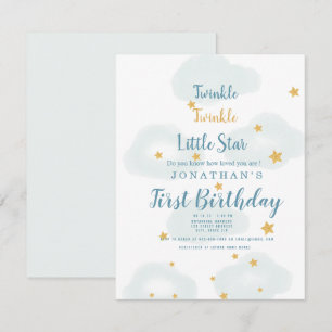 Twinkle Little Star & Cloud Baby shower Invitation Notitiekaartje