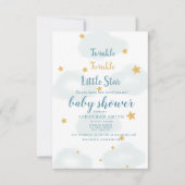 Twinkle Little Star & Cloud Baby shower Invitation RSVP Kaartje (Voorkant)