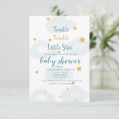 Twinkle Little Star & Cloud Baby shower Invitation RSVP Kaartje (Staand voorkant)