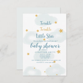 Twinkle Little Star & Cloud Baby shower Invitation RSVP Kaartje