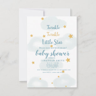 Twinkle Little Star & Cloud Baby shower Invitation RSVP Kaartje