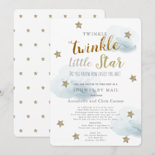 Twinkle Little Star & Cloud Baby shower per post Kaart