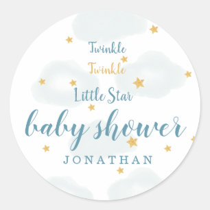Twinkle Little Star & Cloud Baby shower Ronde Sticker
