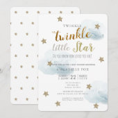 Twinkle Little Star & Cloud Baby Shower Uitnodigin Kaart (Voorkant / Achterkant)