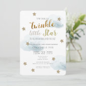 Twinkle Little Star & Cloud Baby Shower Uitnodigin Kaart (Staand voorkant)
