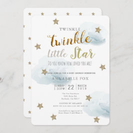 Twinkle Little Star & Cloud Baby Shower Uitnodigin Kaart