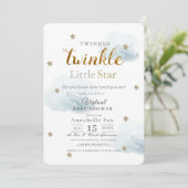 Twinkle Little Star Cloud Blue Virtual Baby shower Kaart (Staand voorkant)