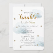 Twinkle Little Star Cloud Blue Virtual Baby shower Kaart (Voorkant)