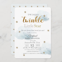 Twinkle Little Star Cloud Blue Virtual Baby shower Kaart