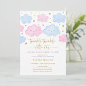 Twinkle Little Star Cloud Roze Blauw Geslacht Onth Kaart (Staand voorkant)