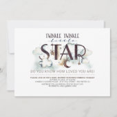 Twinkle Little Star Clouds Baby shower Invitation Kaart (Voorkant)