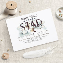 Twinkle Little Star Clouds Baby shower Invitation Kaart