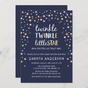Twinkle Little Star Confetti & Blue Baby shower Kaart