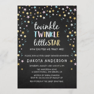 Twinkle Little Star Confetti & Chalk Baby shower Kaart