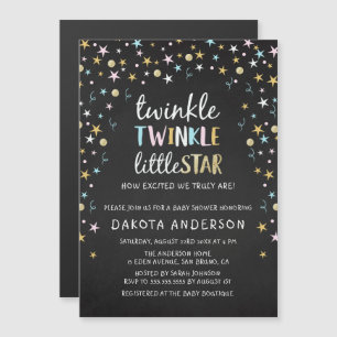 Twinkle Little Star Confetti & Chalk Baby shower Magnetische Uitnodiging