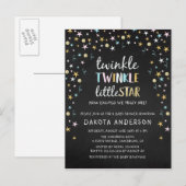 Twinkle Little Star Confetti & Chalk Baby shower Uitnodiging Briefkaart (Voorkant / Achterkant)