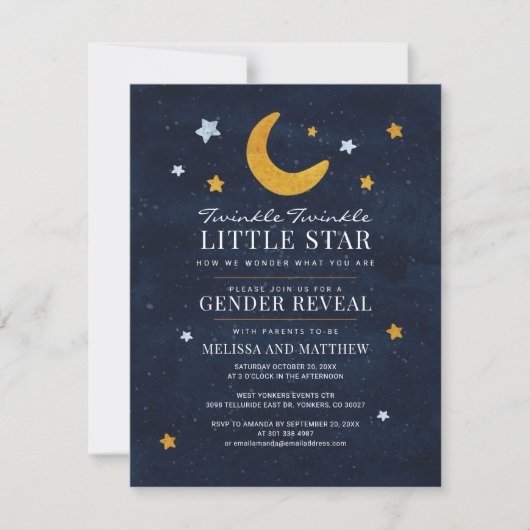 Twinkle Little Star Couples Baby Gender onthulling Kaart (Voorkant)