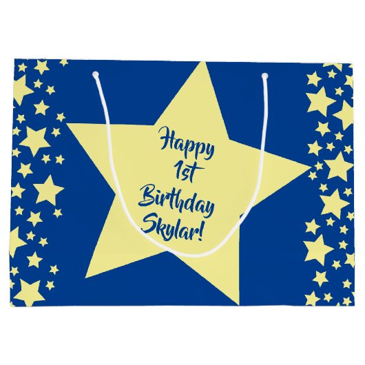 Twinkle Little Star Cute 1st Birthday Party Theme Groot Cadeauzakje (Achterkant)