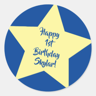 Twinkle Little Star Cute 1st Birthday Party Theme Ronde Sticker