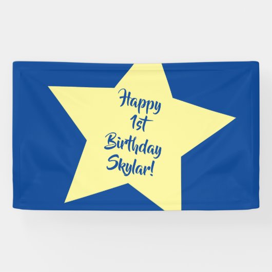 Twinkle Little Star Cute 1st Birthday Party Theme Spandoek (Horizontaal)