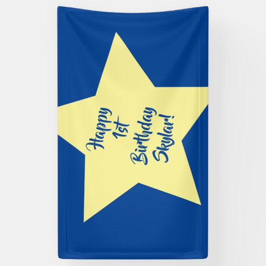 Twinkle Little Star Cute 1st Birthday Party Theme Spandoek (Verticaal)