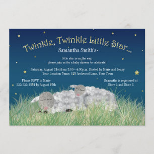 Twinkle Little Star Cute Sheep Baby shower Kaart