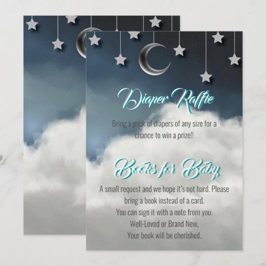 Twinkle Little Star Diaper Raffle & Books for Baby Aankondiging (Voorkant / Achterkant)