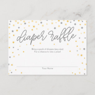 Twinkle Little Star Diaper Raffle Ticket Grey Informatiekaartje
