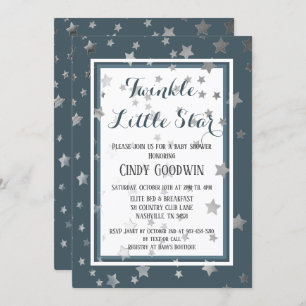 Twinkle Little Star Dusty Blue Boy Baby shower Kaart