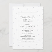 Twinkle Little Star Dusty Blue Elegant Baby shower Kaart (Voorkant)