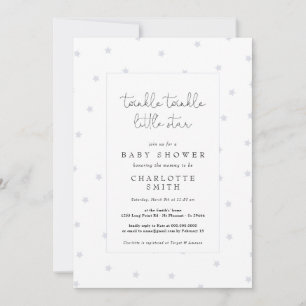 Twinkle Little Star Dusty Blue Elegant Baby shower Kaart