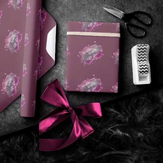 Twinkle Little Star | Dusty Mauve Pink Grey Cadeaupapier