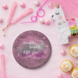 Twinkle Little Star | Dusty Mauve Pink Grey Papieren Bordje