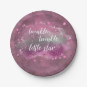 Twinkle Little Star | Dusty Mauve Pink Grey Papieren Bordje (Voorkant)