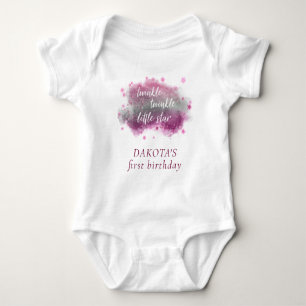 Twinkle Little Star Dusty Mauve Pink Grey Romper