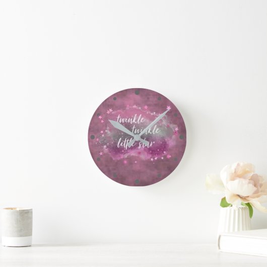 Twinkle Little Star | Dusty Mauve Pink Grey Ronde Klok (Huis)