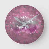 Twinkle Little Star | Dusty Mauve Pink Grey Ronde Klok (Voorkant)