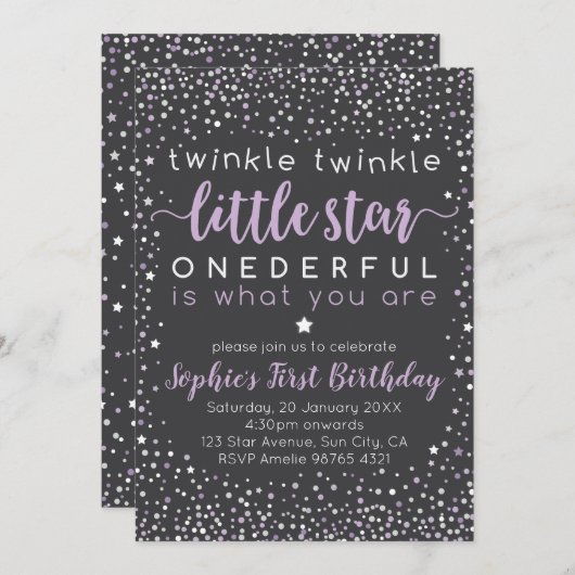 Twinkle Little Star | Eerste uitnodiging (Voorkant / Achterkant)