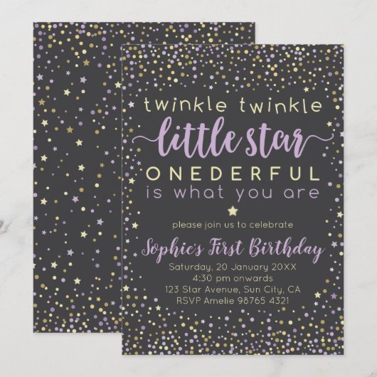 Twinkle Little Star | Eerste uitnodiging (Voorkant / Achterkant)